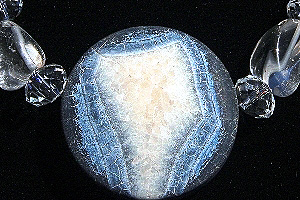 KapKa Design Genuine Blue Coral Necklace with Huge Frosted Blue Agate and Clear Rock Quartz