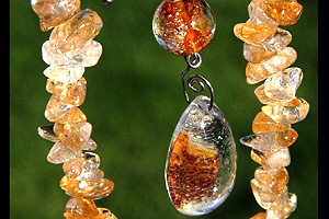 KapKa Design Chunky Citrine Necklace with Golden Phantom Quartz Pendant
