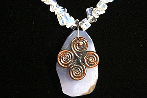 opalite copper blue chalcedony necklace
