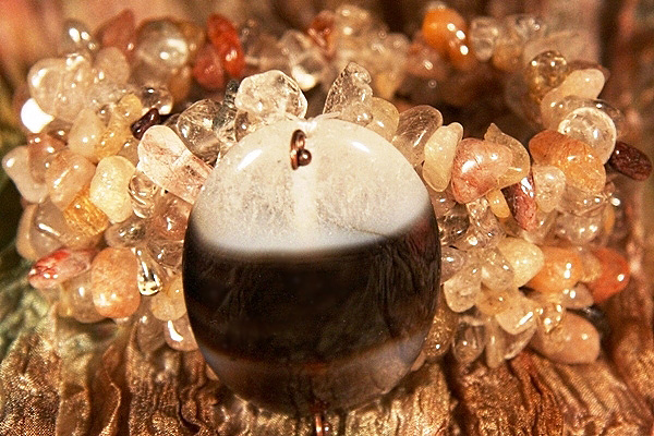 Genuine Rutilated Quartz Bracelet with Agate Drusy Stone