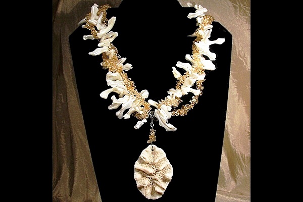 Wild Coral and Citrine Organic Necklace XL