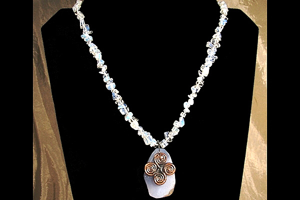 Oxidized Copper and Blue Chalcedony Harmony Opalite Necklace