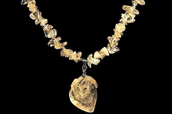 Carved Citrine Gemstone Necklace