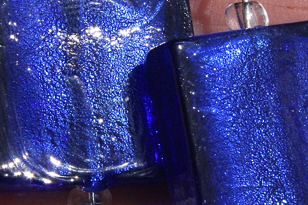 Cobalt Blue Silver Leaf Murano Glass and Rock Quartz Sterling Silver Earrings