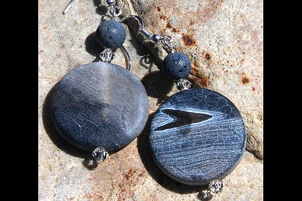 Frosted Blue Agate Gemstone and Natural Blue Corral Sterling Silver Earrings