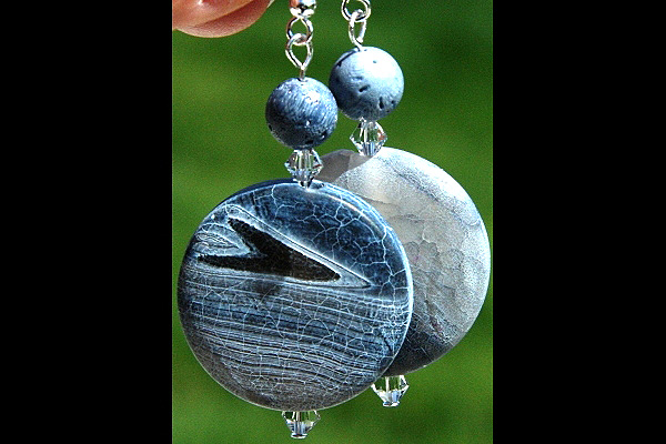 Frosted Blue Agate Gemstone and Natural Blue Corral Sterling Silver Earrings