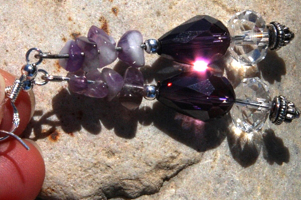 Hot Amethyst Swarovski Crystal Sterling Silver Earrings