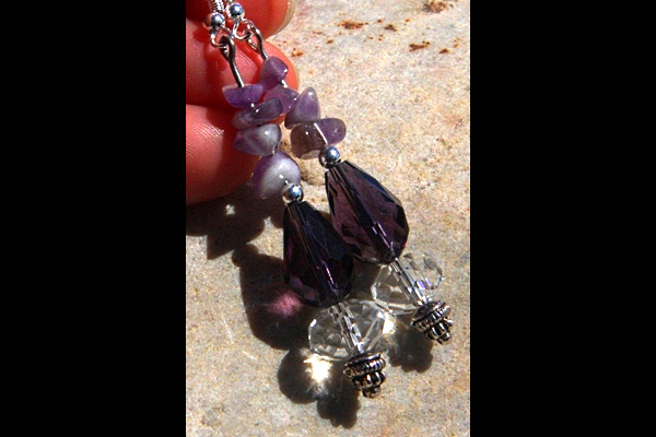 Hot Amethyst Swarovski Crystal Sterling Silver Earrings