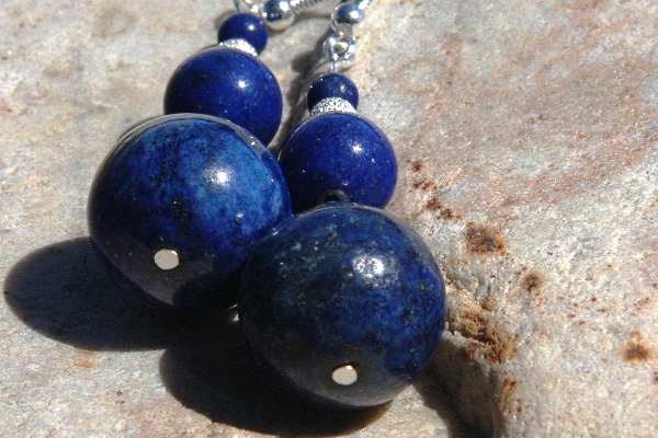 Vivid Royal Blue Lapis Lazuli Sterling Silver Earrings