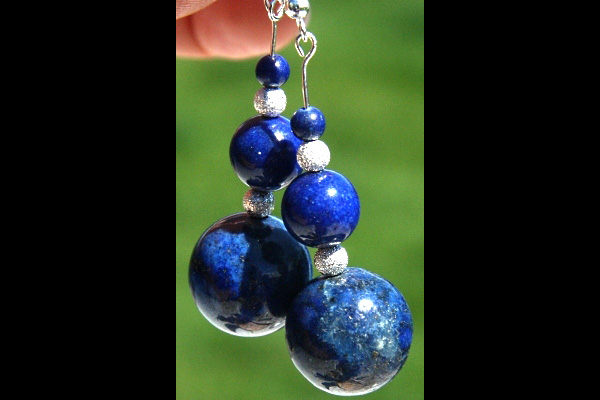 Vivid Royal Blue Lapis Lazuli Sterling Silver Earrings