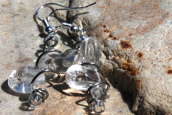 Rock Quartz Wrapped VORTEX Sterling Silver Earrings