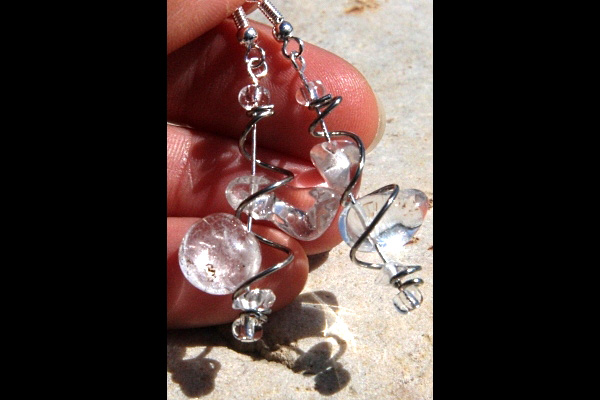 Rock Quartz Wrapped VORTEX Sterling Silver Earrings