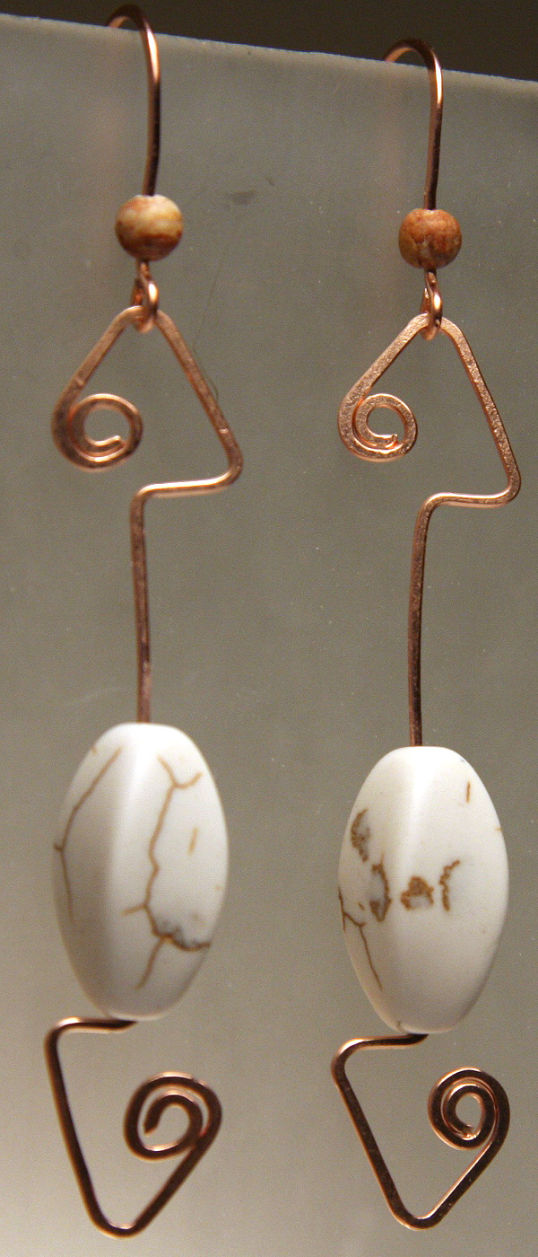 Leondra Earrings - Raw White Howlite Turquoise Forged Copper