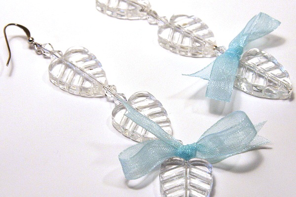 Something Blue - Glass Leaves Earrings