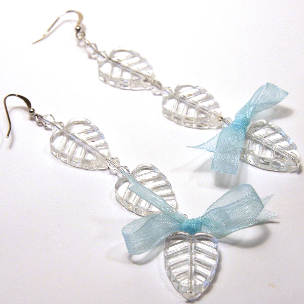 Something Blue - Glass Leaves Earrings
