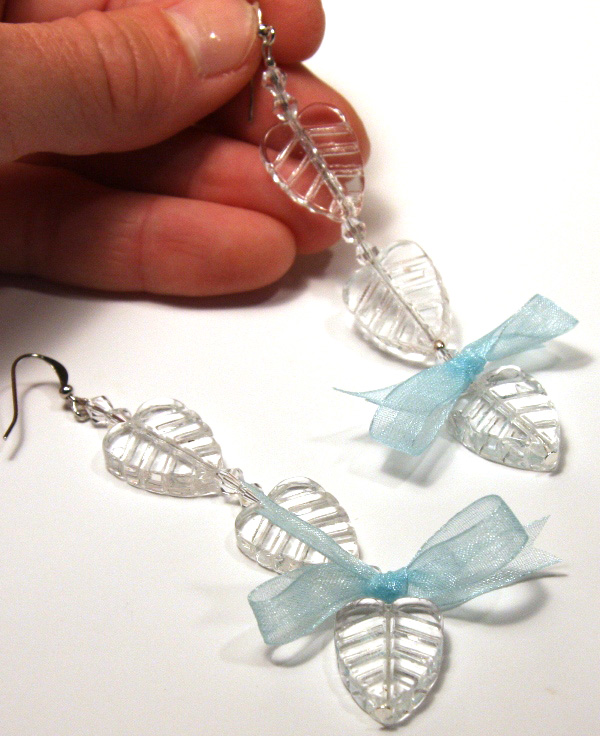 Something Blue - Glass Leaves Earrings