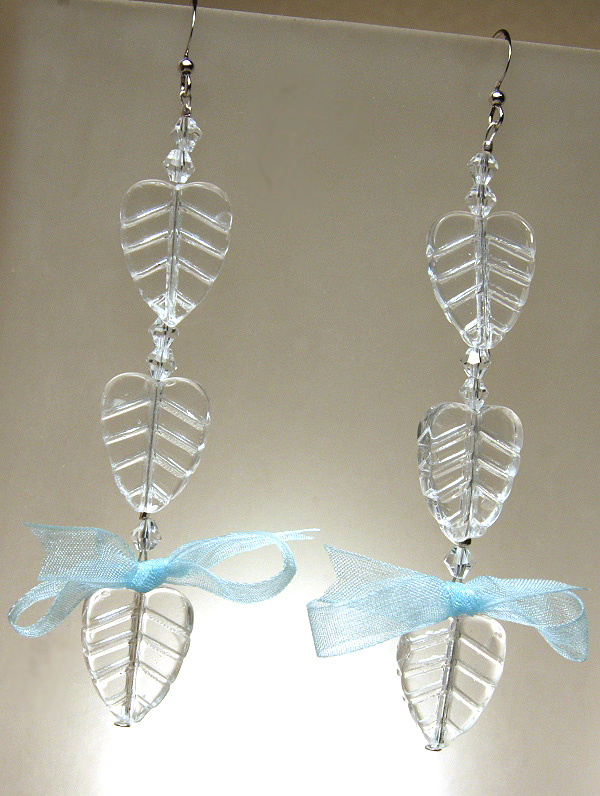 Something Blue - Glass Leaves Earrings