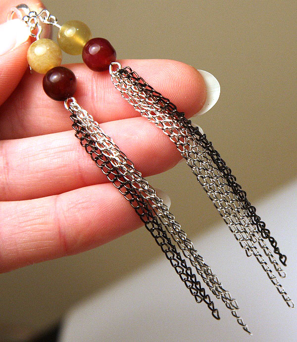 Dark Pink and Light Green Kunzite Earrings