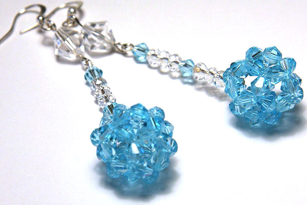 Aqua Crystal Ball Earrings