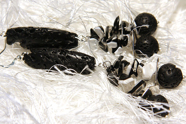 Raw Black Lava Stone Earrings