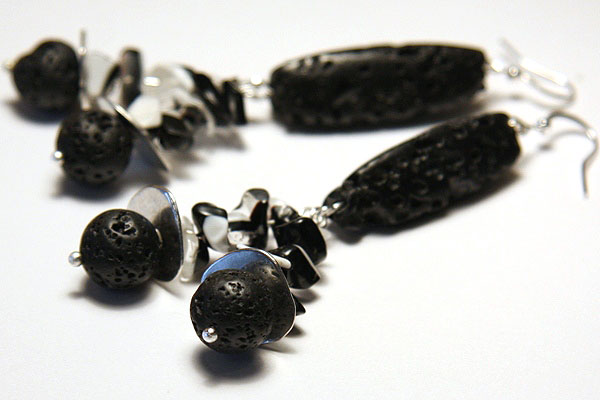 Raw Black Lava Stone Earrings