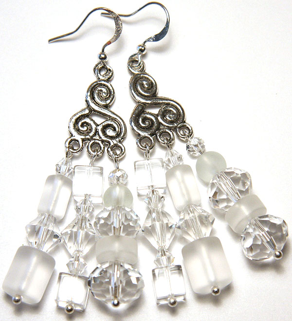 Clear Icy Crystal Earrings 