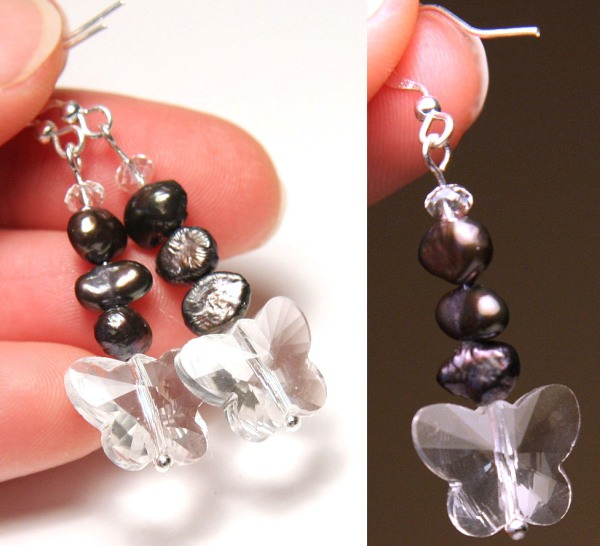 Black Peacock Pearl Earrings 