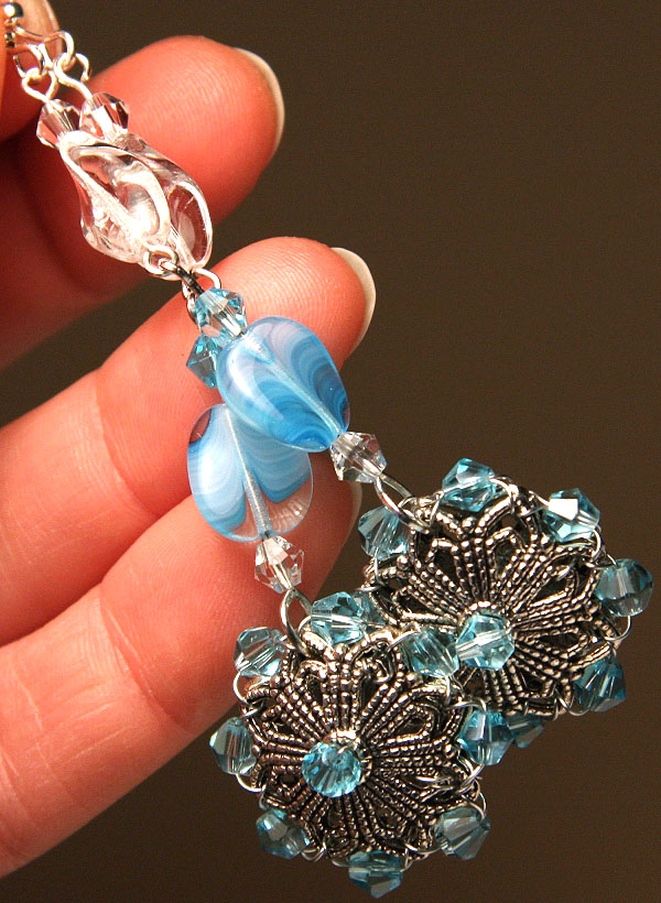 Ocean Blue Filigree Earrings