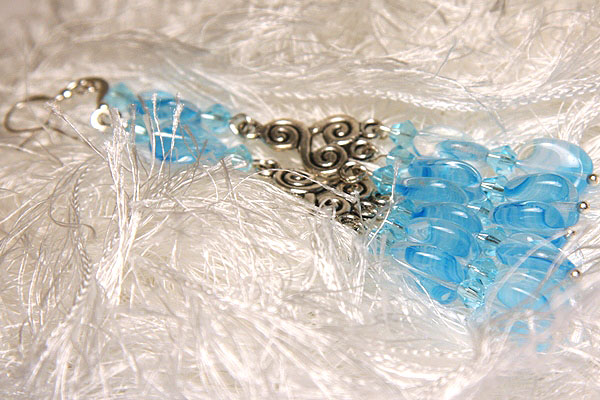 Aqua Blue Wave Chandelier Earrings