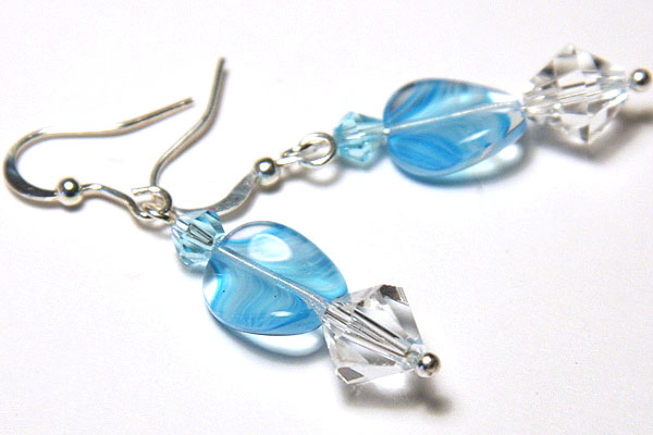 Petite Aqua Blue Wave Earrings