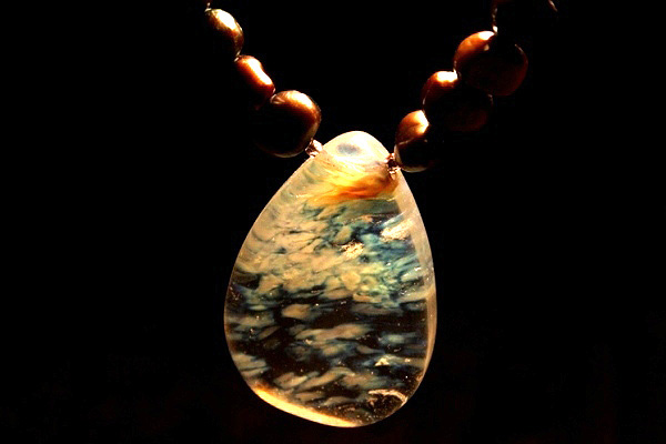 Dark Freshwater Pearls with Exquisite Madagascar Pineapple Quartz