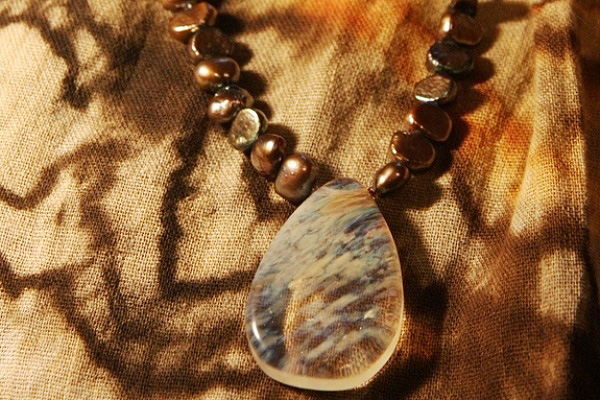 Dark Freshwater Pearls with Exquisite Madagascar Pineapple Quartz