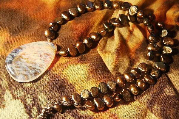 Dark Freshwater Pearls with Exquisite Madagascar Pineapple Quartz