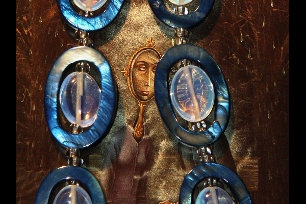 Opalite and Royal Blue Mother of Pearl Gemstone Necklace