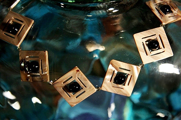 Sophisticated Black Onyx and Mother of Pearl Geometry