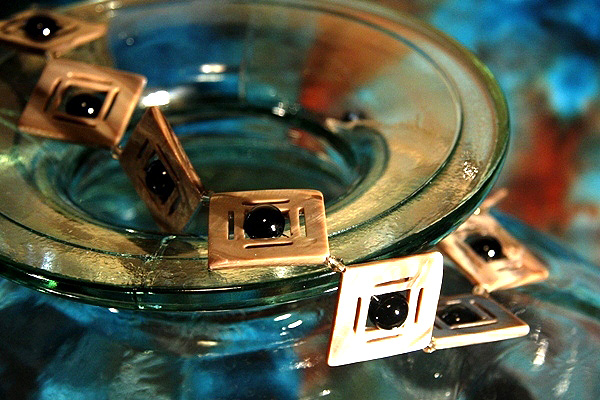 Sophisticated Black Onyx and Mother of Pearl Geometry