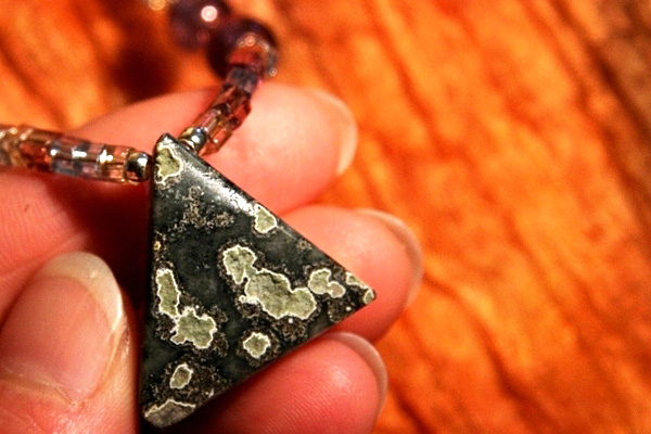 Rough Amethyst Crystal on Faceted Bohemian Art Glass Necklace