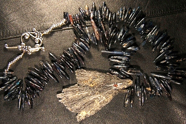Raw Black and Blue Kyanite Fan Crystal Constellation