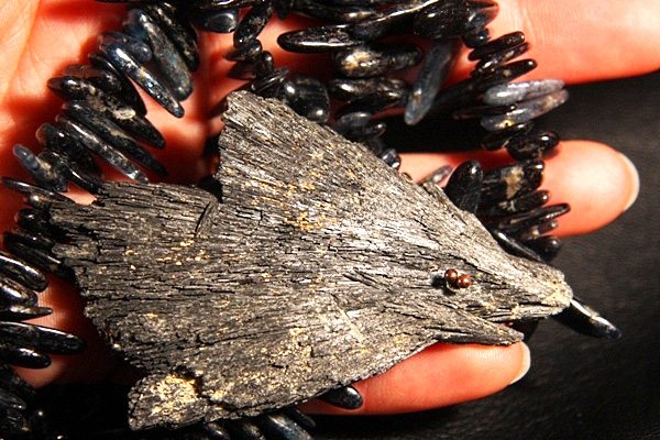 Raw Black and Blue Kyanite Fan Crystal Constellation