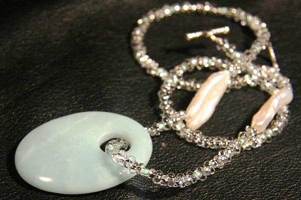 Gentle Amazonite and Biwa Pearls