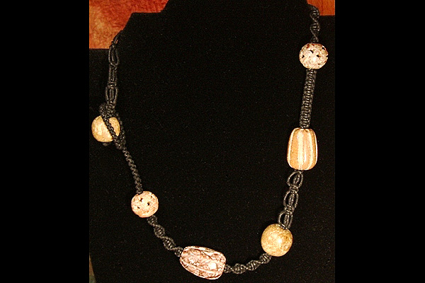 Contemporary Macrame with Carved Stones