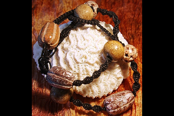 Contemporary Macrame with Carved Stones