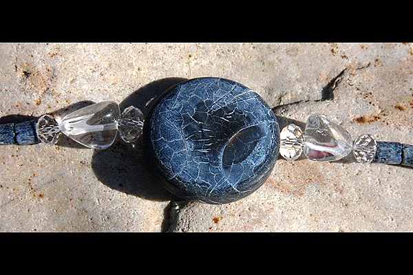 Genuine Blue Coral Necklace with Huge Frosted Blue Agate and Clear Rock Quartz