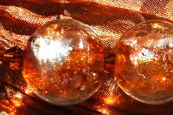 Amber Silver Leaf Murano Glass Ball and Smoked Topaz Swarovski Crystal Necklace