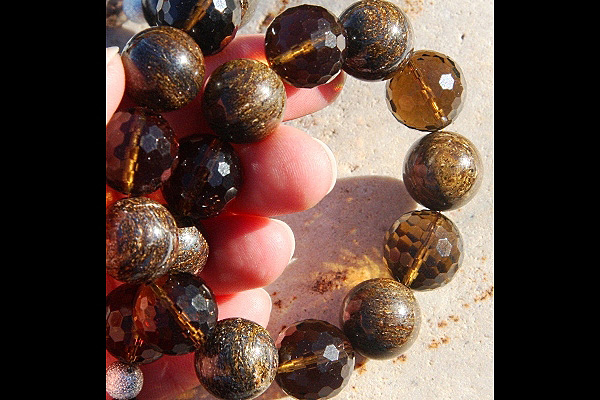 Big Rare Bronzite Crystal and Smoky Quartz Sphere XL Necklace
