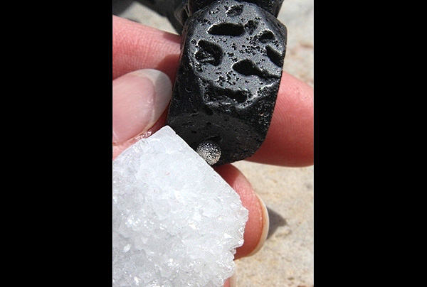 XXL Lava Stone Necklace with Snow White Drusy Crystal Cluster