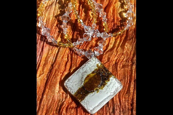 Butterscotch Bubble Fused Glass Necklace