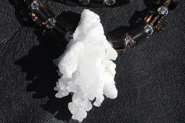 Smoky Quartz Necklace with an Extraordinary Calcite Crystal Cluster