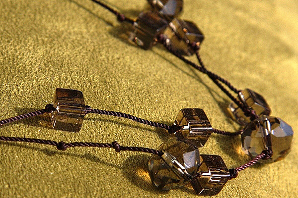 Floating Smoky Quartz Swarovski Crystal Necklace