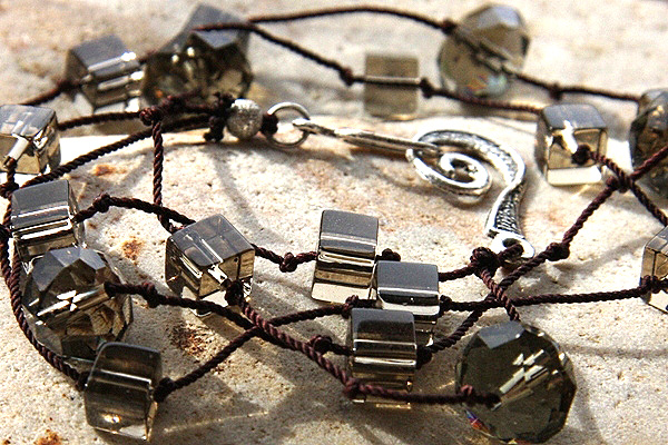 Floating Smoky Quartz Swarovski Crystal Necklace